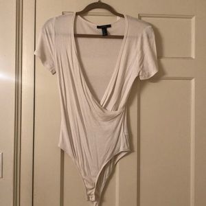 White medium cross over body suit